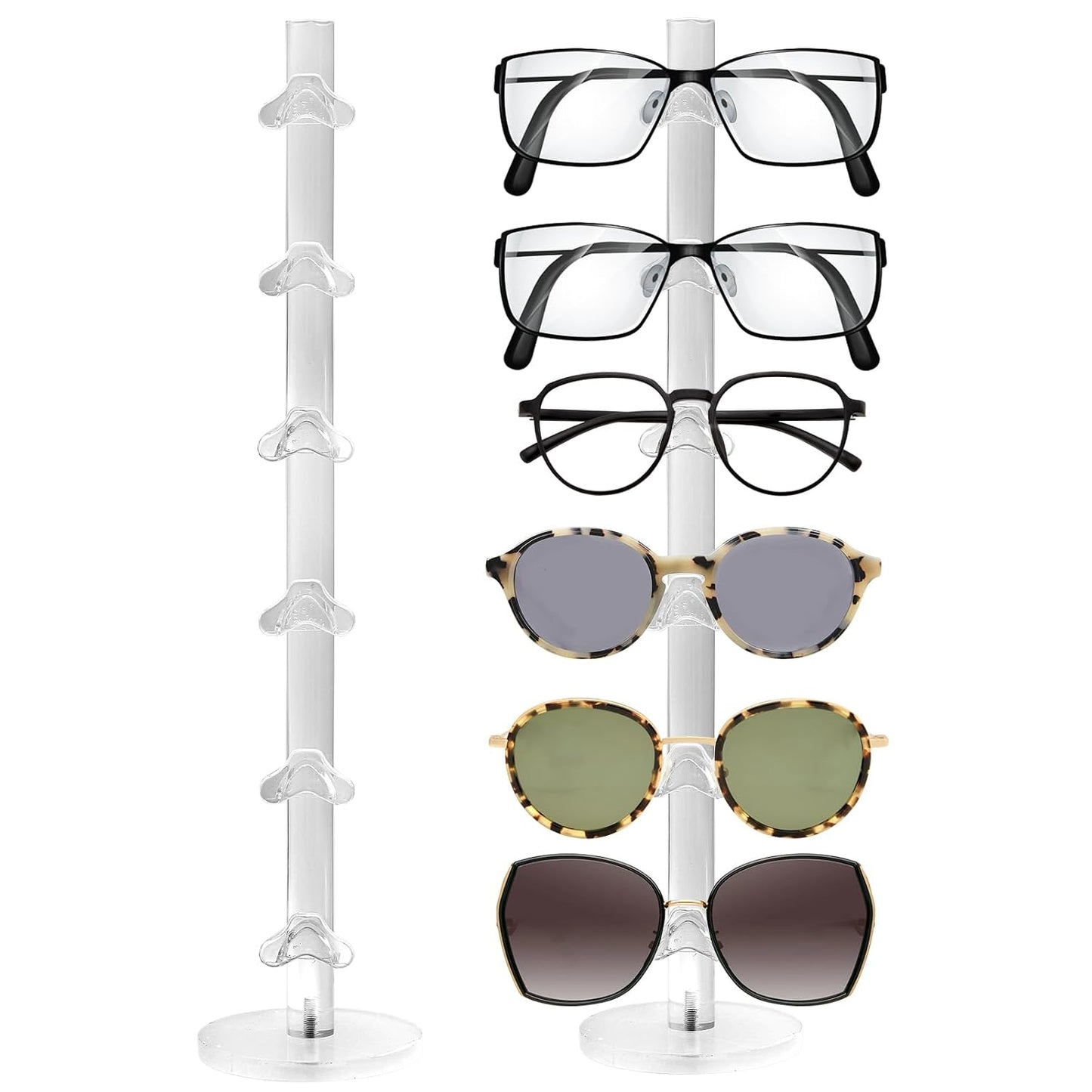 6 Layers Acrylic Sunglass Organizer, Glasses Holder, Sunglasses Display Stand, Eyewear Frame Riser Rack Holder for Glasses Storage