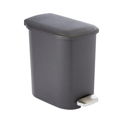 Amazon Basics Compact Plastic Bathroom Trash Can with Soft-Close Lid, Hands-Free Foot Pedal, Removable Inner Bucket, 6L / 1.6 Gallon, Black