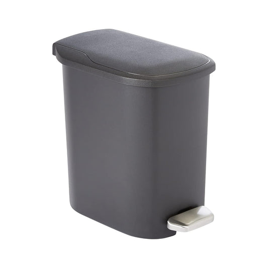 Compact Plastic Bathroom Trash Can with Soft-Close... (Black | Plastic)