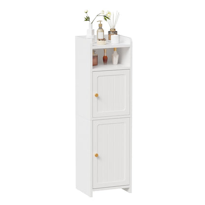 BEWISHOME Slim Bathroom Storage Cabinet, 2 Doors Small Bathroom Cabinet | Storage Cabinet with Adjustable Shelves, Narrow Toilet Paper Cabinet 7.9"D x 9.8"W x 31.5"H, for Small Spaces, White YYG13W