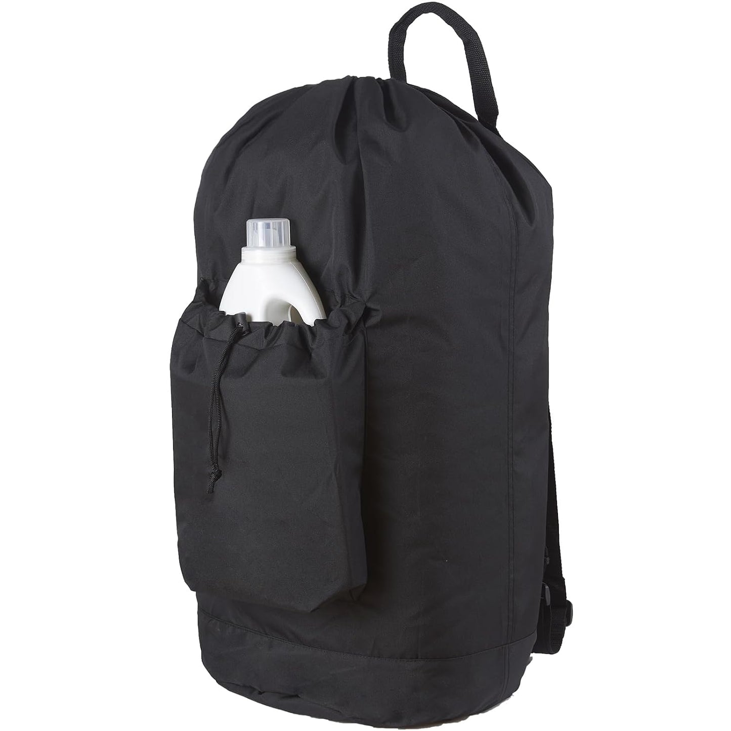 Seiritex Laundry Backpack Bag, Dirty Clothes Travel Laundry Bag with Shoulder Straps for College Dorm (Black)