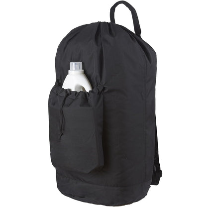 Seiritex Laundry Backpack Bag, Dirty Clothes Travel Laundry Bag with Shoulder Straps for College Dorm (Black)