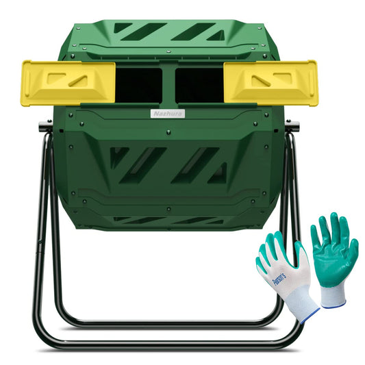 Compost Tumbler Bin Composter Dual Chamber 43 Gall... (Green)