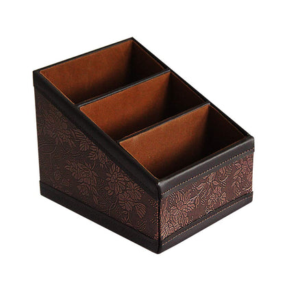 PU Leather Remote Control Holder Storage Container for TV Remote Phone Caddy Eyeglasses