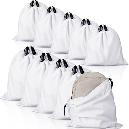 Woanger 10 Pcs Dust Cover Bags Large Dustproof Drawstring Washable Breathable Storage Bag with 2 Sizes, Reusable for Shoes Purses Handbags Travel Packing Luggage Toys Organizer Home Storage