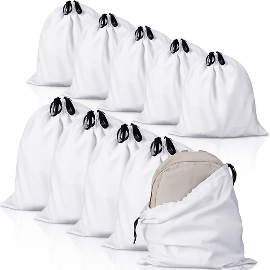 Woanger 10 Pcs Dust Cover Bags Large Dustproof Drawstring Washable Breathable Storage Bag with 2 Sizes, Reusable for Shoes Purses Handbags Travel Packing Luggage Toys Organizer Home Storage