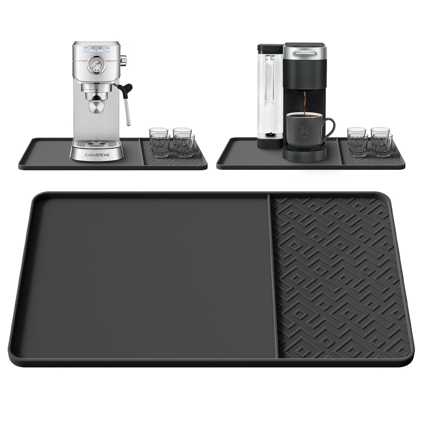 Silicone Coffee Mat with Raised Edges 19" x 12" – Waterproof Countertop Mat, Coffee Maker Pad, Espresso Machine Mat, Heat Resistant Dish Drying Mat