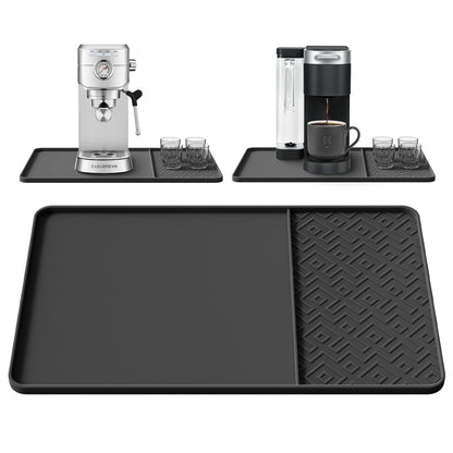 Silicone Coffee Mat with Raised Edges 19" x 12" – Waterproof Countertop Mat, Coffee Maker Pad, Espresso Machine Mat, Heat Resistant Dish Drying Mat