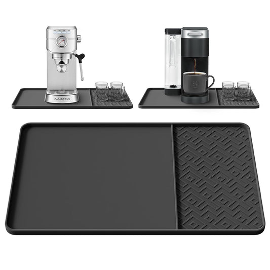 Silicone Coffee Mat with Raised Edges 19" x 12" – Waterproof Countertop Mat, Coffee Maker Pad, Espresso Machine Mat, Heat Resistant Dish Drying Mat