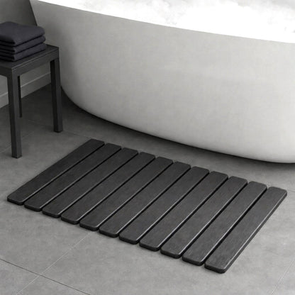 Premium Foldable Stone Bath Mat - Ultra Absorbent Quick Drying Compact Easy to Store & Clean Non-Slip Diatomaceous Earth Bath Shower Mat (Dark Grey)
