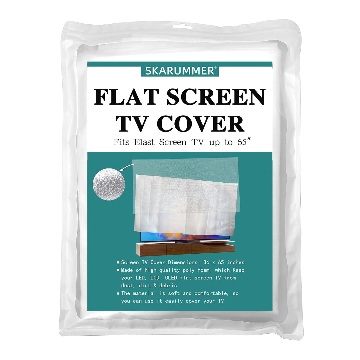 Foam Flat Screen TV Cover and Bubble Flat Screen TV Protective Covers Fits Up to 65''W x 36''H, Flat Screen TV Protection During House Moving, Storing, or Home Renovation (Double-layer)