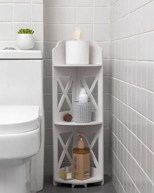 Corner Shelf Small Bathroom: Frees Up 65% Bath Spa... (White)