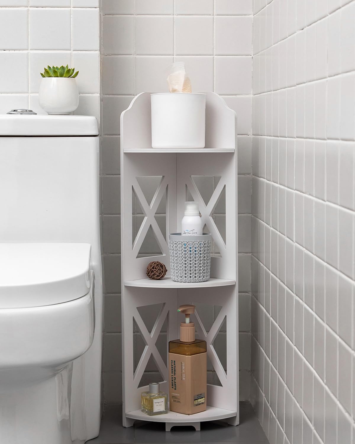 J JINXIAMU Corner Shelf Small Bathroom: Frees Up 65% Bath Space for Renters