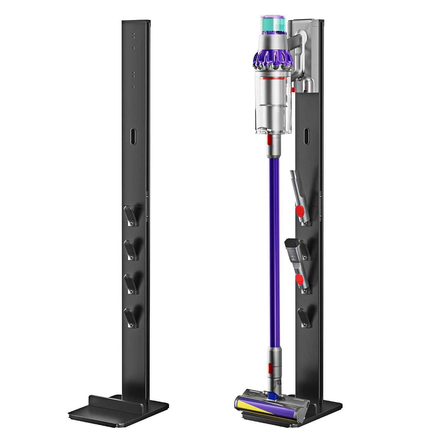 Vacuum Cleaner Stand, Compatible with Dyson Gen5 V15, with 4 Hooks | for V12 V11 V10 V9 V8 V7 V6, Floor Cordless Vacuum Accessory Holder, Attachment Organizer, Black