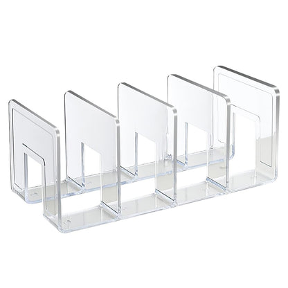SAYEEC Acrylic File Sorter, Clear File Holder Acrylic Desk Organizer, Sturdy Desktop Files Organizer Files Folder Holder Rack for Envelopes Mail Letter Paper Notebook Electronics (4 Sections, 1 Pack)