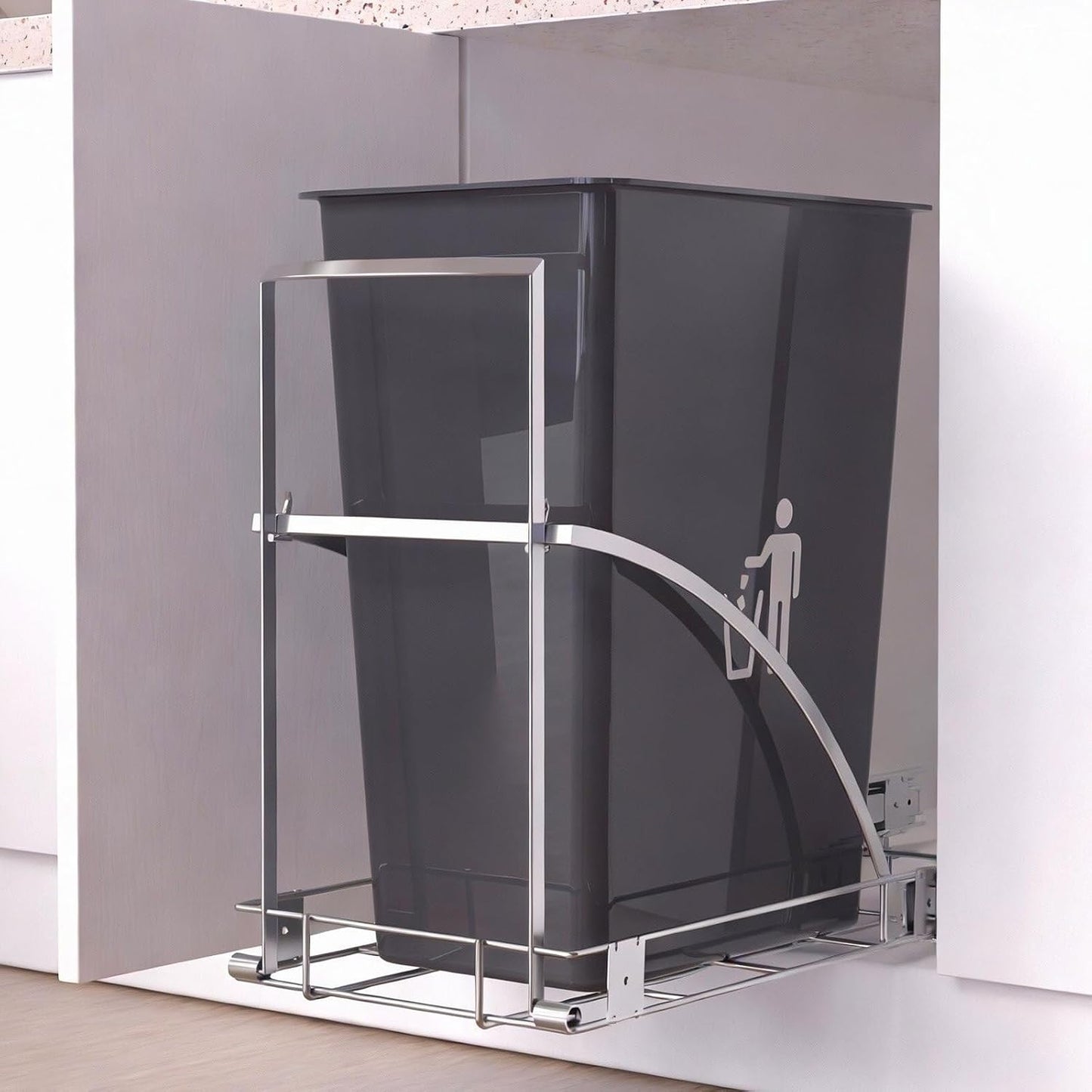 Pull Out Trash Can Under Cabinet with Soft-Close &... (black | Plastic)