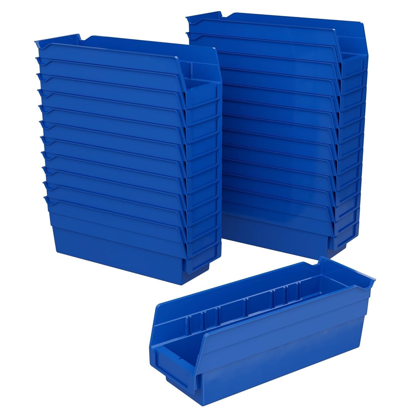 30120 Heavy Duty Plastic Shelf Bins, 12"x 4"x 4",... (Blue | Plastic)