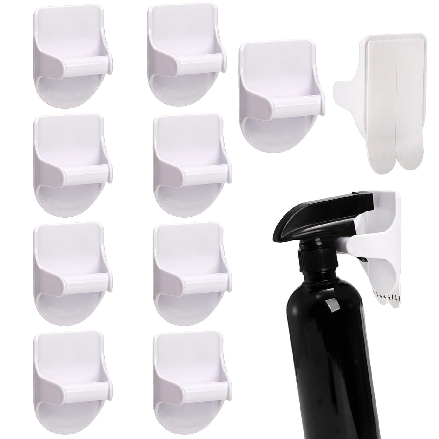 TOPZEA 10 Pack Spray Bottle Holder Hangers Wall Mount, Adhesive Spray Bottle Hooks Easy Install Wall Hanging Cleaning Bottles Organizer Storage Racks for Cabinet, Kitchen, Bathroom, Under Sink