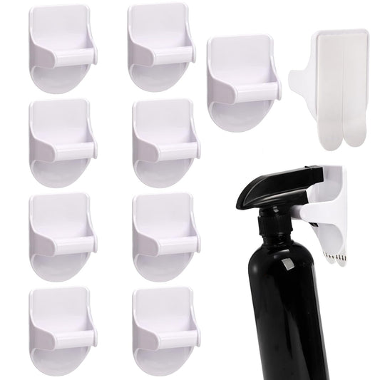 TOPZEA 10 Pack Spray Bottle Holder Hangers Wall Mount, Adhesive Spray Bottle Hooks Easy Install Wall Hanging Cleaning Bottles Organizer Storage Racks for Cabinet, Kitchen, Bathroom, Under Sink