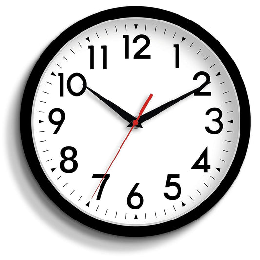 DAXSMY 14 Inch Wall Clock, Battery Operated Silent Non Ticking | Black analog clock; large easy-read dial for outdoor, classroom, living room, bedroom & bathroom; 1 AA battery (not included)