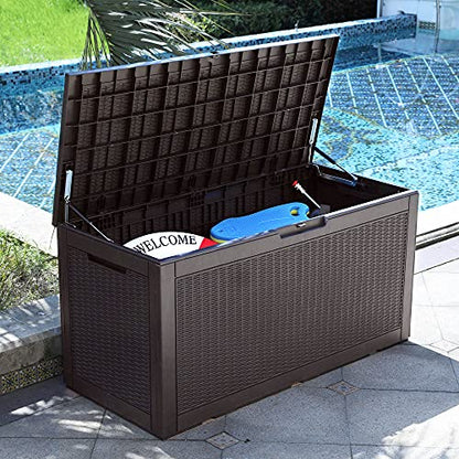 YITAHOME 100 Gallon Large Deck Box | Outdoor Resin Storage Boxes for Patio Furniture, Outdoor Cushions, Garden Tools, Water Resistant and Lockable