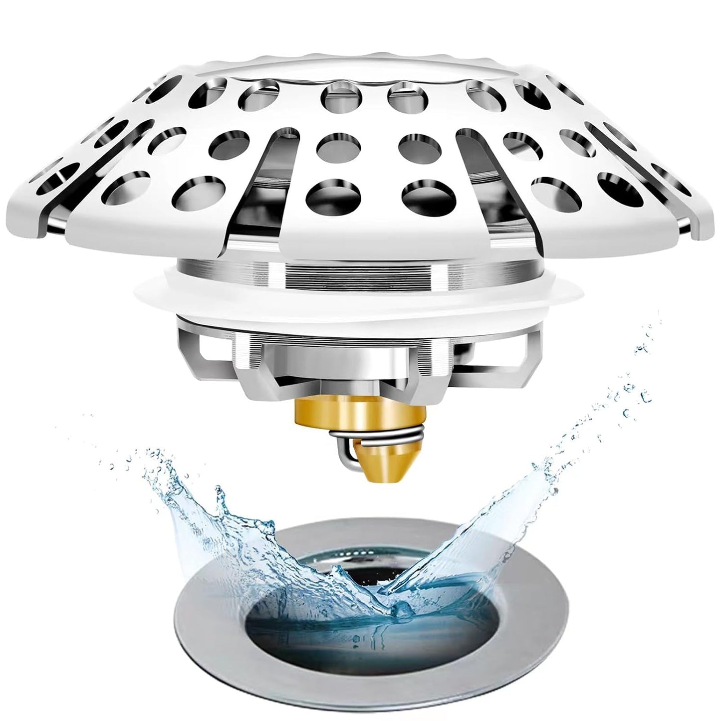 Anlige Bathtub Drain Stopper, Pop Up Tub Stopper with Hair Catcher, Bathtub Plug and Cover with Strainer, Universal for 1.5 to 1.8in Tub Drain