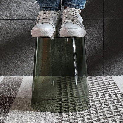 Small Trash Can Plastic Wastebasket 1.5 Gallon Garbage Bin, Clear & Green | Round Office Trash Container for Near Desk, Waste Basket for Bathroom, Bedroom, Kitchen, College Dorm, Craft Room