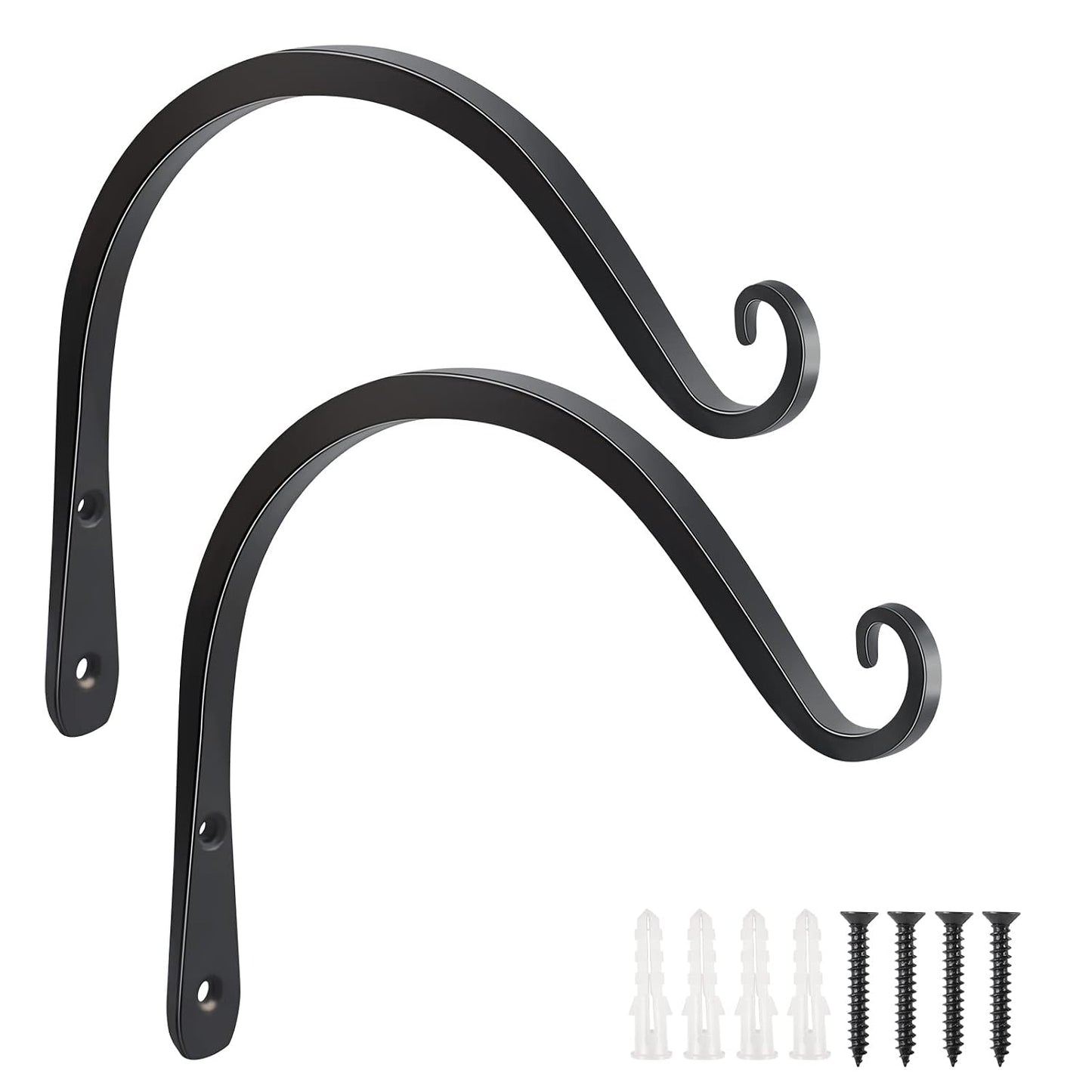 Heavy Duty Plant Hangers Outdoor Indoor, 8 Inch 2 Pack Metal Hanging Bracket Holds Up to 44 lbs, Wall Brackets for Hanging Baskets, Bird Feeders,Wind Chime& Lanterns, Black