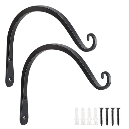 Heavy Duty Plant Hangers Outdoor Indoor, 8 Inch 2 Pack Metal Hanging Bracket Holds Up to 44 lbs, Wall Brackets for Hanging Baskets, Bird Feeders,Wind Chime& Lanterns, Black