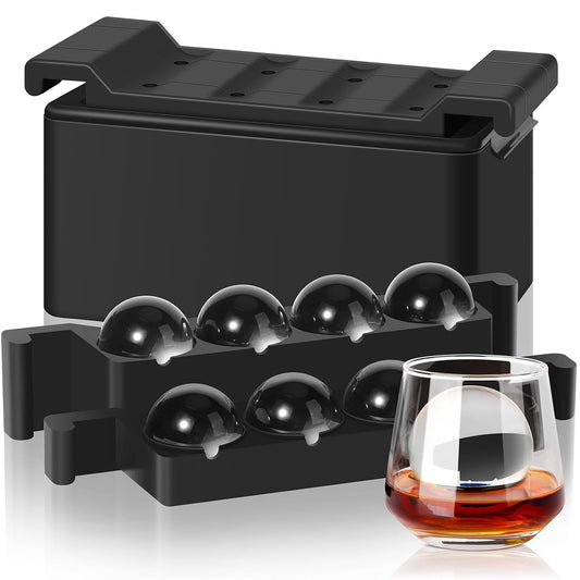 Clear Ice Ball Maker, 2 Inch Silicone Mold for Whi... (Black | Silicone)