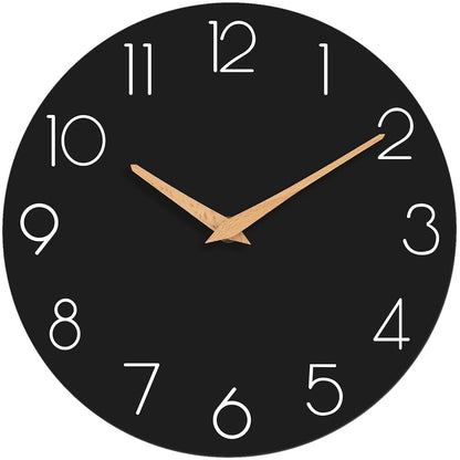 cicininc 10 Inch Battery Operated Wall Clock, Silent Analog, Black | Living Room | Kitchen | Office | Bathroom | Modern Style | Easy-to-read Numbers