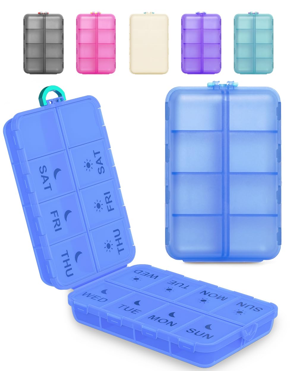 Pill Organizer Travel Medicine Case - Travel Pill Case with Etched Labels, Daily Travel Medicine Case Holder