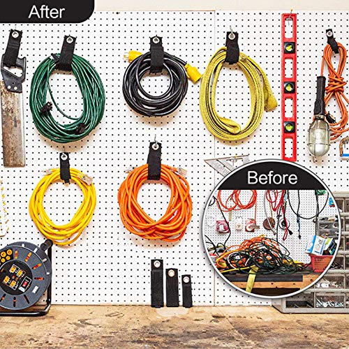 Zkptops 12Pcs Extension Cord Holder Organizer Heavy Duty Storage Straps Large 13 Inch (Unfolded) Cord Strap Wrap Hanger Garage Hooks Organization Essentials Extension Storage Wrap for Cable Hose Tools