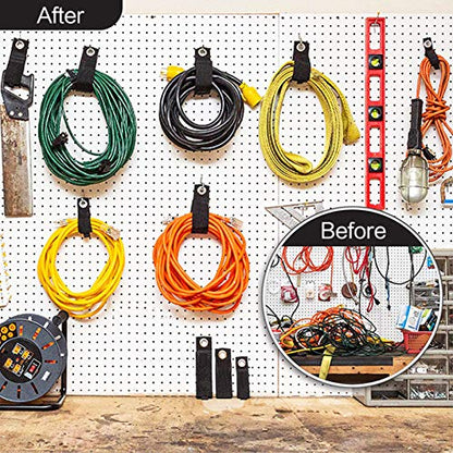 Zkptops 12Pcs Extension Cord Holder Organizer Heavy Duty Storage Straps Large 13 Inch (Unfolded) Cord Strap Wrap Hanger Garage Hooks Organization Essentials Extension Storage Wrap for Cable Hose Tools