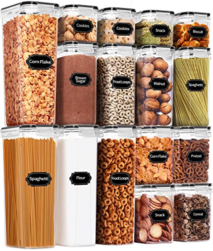 Airtight Food Storage Containers Set, 16 Pcs BPA F... (Black | Silicone)