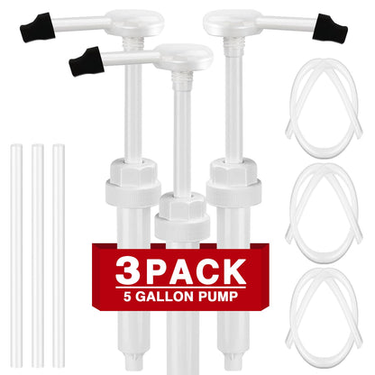 3 Pack 38-400 1 oz 5 Gallon Pump Dispenser with 50cm Extended Tube | Pump for Large Gallon Bucket, Cap to Avoid Dripping, Great for Shampoo, Conditioner, Bleach Liquid, Laundry, Detergent, Oil