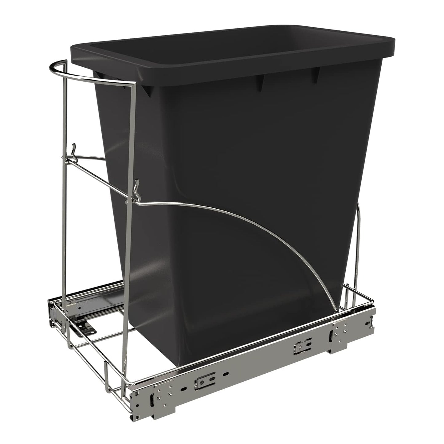Pull Out Trash Can Under Cabinet & Under Sink, Heavy Duty Slider Organizer | Adjustable Cabinet Garbage Can Rack, Fits 30-40Qt Bins, Requires 13"W x 18"D Cabinet Opening, Chrome Finish, Can Not Included
