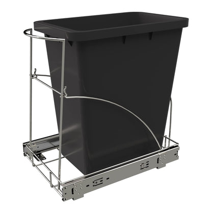 Pull Out Trash Can Under Cabinet & Under Sink, Heavy Duty Slider Organizer | Adjustable Cabinet Garbage Can Rack, Fits 30-40Qt Bins, Requires 13"W x 18"D Cabinet Opening, Chrome Finish, Can Not Included