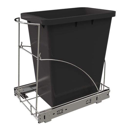 Pull Out Trash Can Under Cabinet & Under Sink, Heavy Duty Slider Organizer | Adjustable Cabinet Garbage Can Rack, Fits 30-40Qt Bins, Requires 13"W x 18"D Cabinet Opening, Chrome Finish, Can Not Included