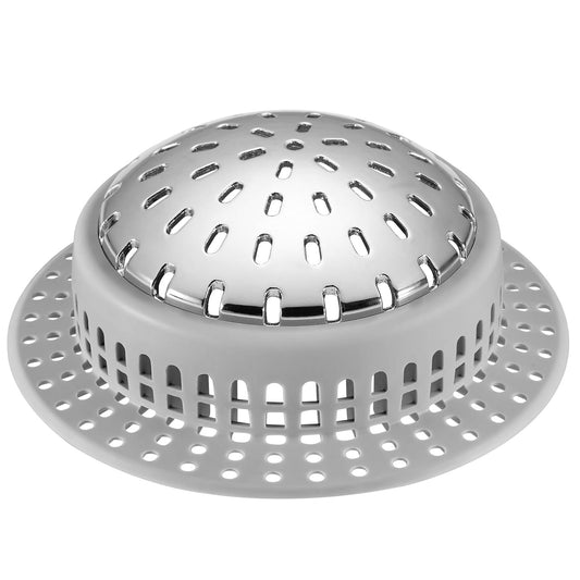 Bathtub Drain Hair Catcher Shower Drain Cover Sink... (Gray | Silicone)