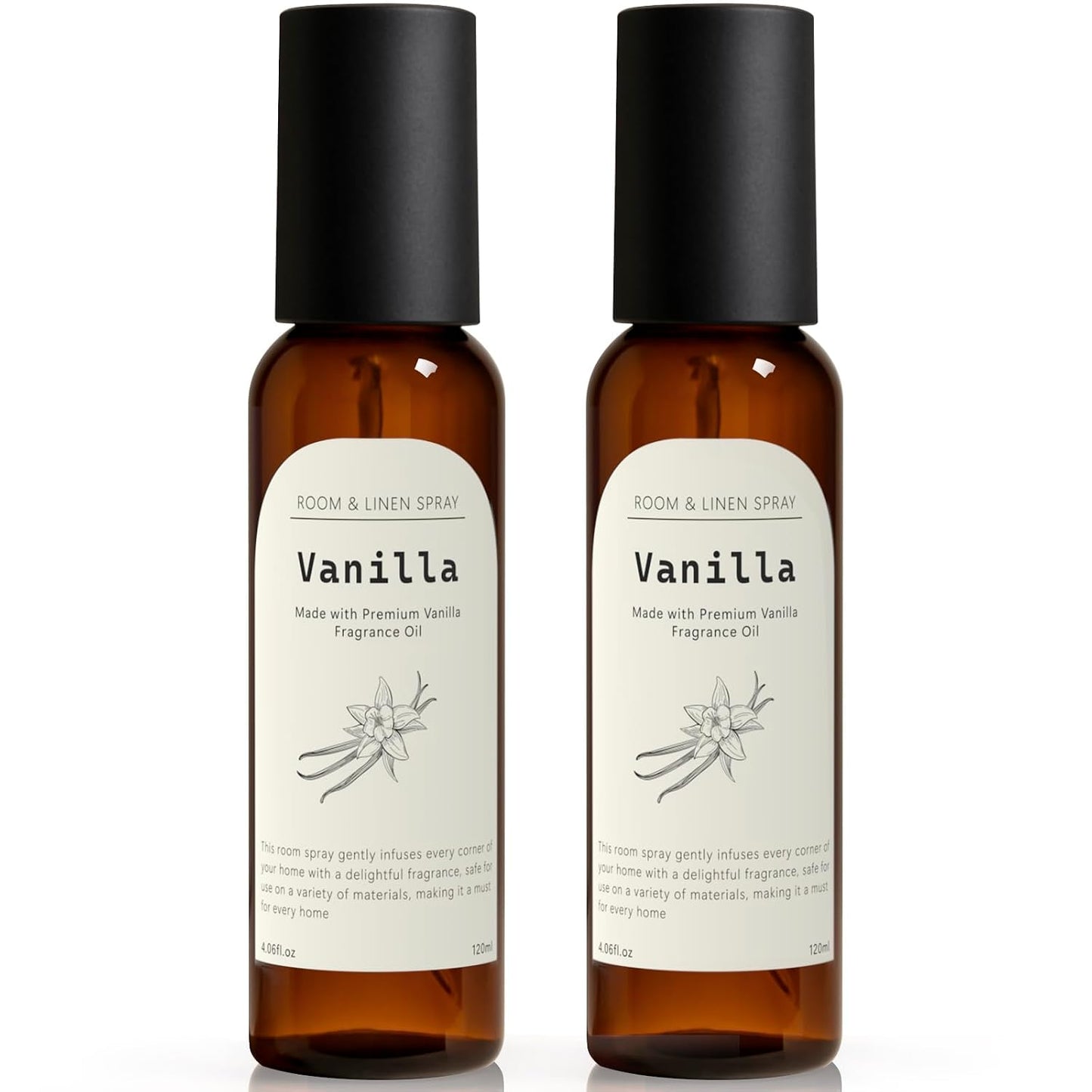 Vanilla Fragrance Room Spray, Long-Lasting Room Freshener for Home, Bathroom and Kitchen, Air Freshener Spray, Odor Eliminator, 2 x 4.06 fl oz