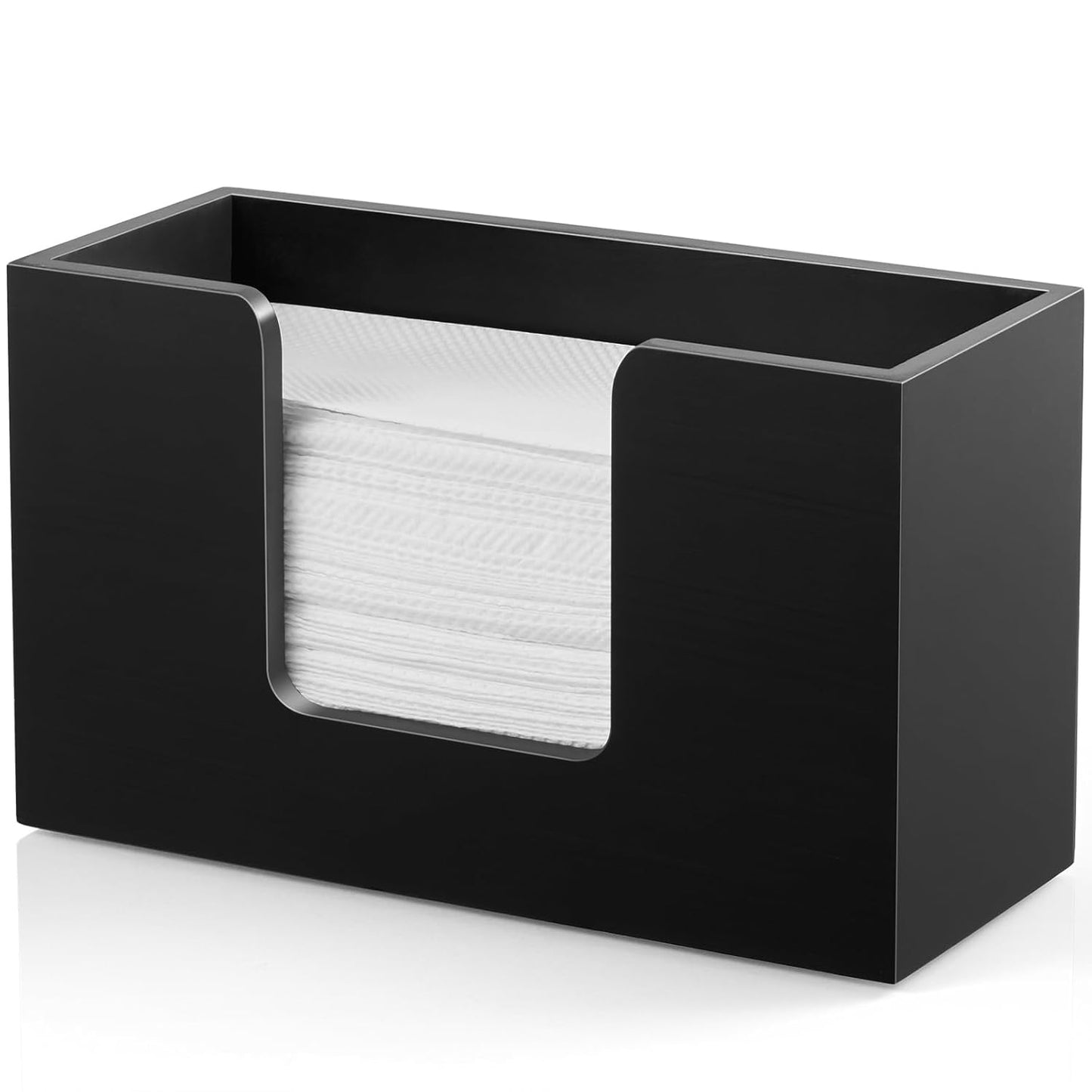 Wooden Paper Towel Dispenser Countertop, Bathroom Guest Towel Holder for Multifold C-Fold Z-Fold Trifold Hand Towels, Black Wood Napkin Holder for Kitchen, Vanity, Powder Room