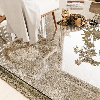 Tempered Glass Chair Mat for Carpet 55"x46", Floor Protector | Ultra Clear Office Chair Mat for Hardwood Floors & Carpets, Heavy Duty 0.2" Scratch-Resistant Surface with Non-Slip Pads