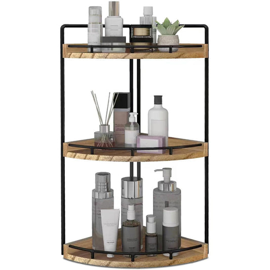 Corner Bathroom Organizer Countertop,Vanity Counte... (Rustic Brown | Wood)