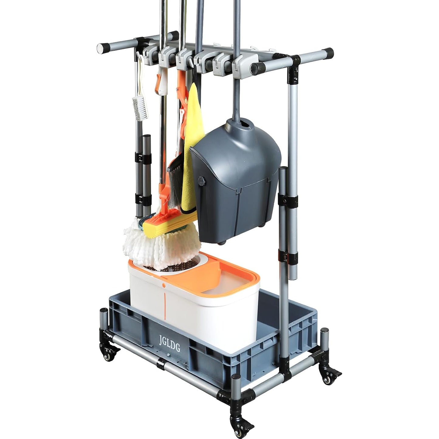 Freestanding Mobile Cleaning Tool Storage Rack, Mop and Broom Holder (M2)