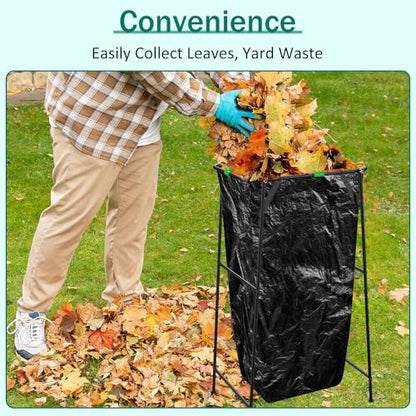 Foldable Trash Bag Holder Stand, Outdoor Leaf Bag Holder for Yard, Lawn | Portable Rustproof Garden Garbage Bag Frame Holder for 30-55 Gallon Bags for Leaves, Camping, Yard Weeding & Lawn Party