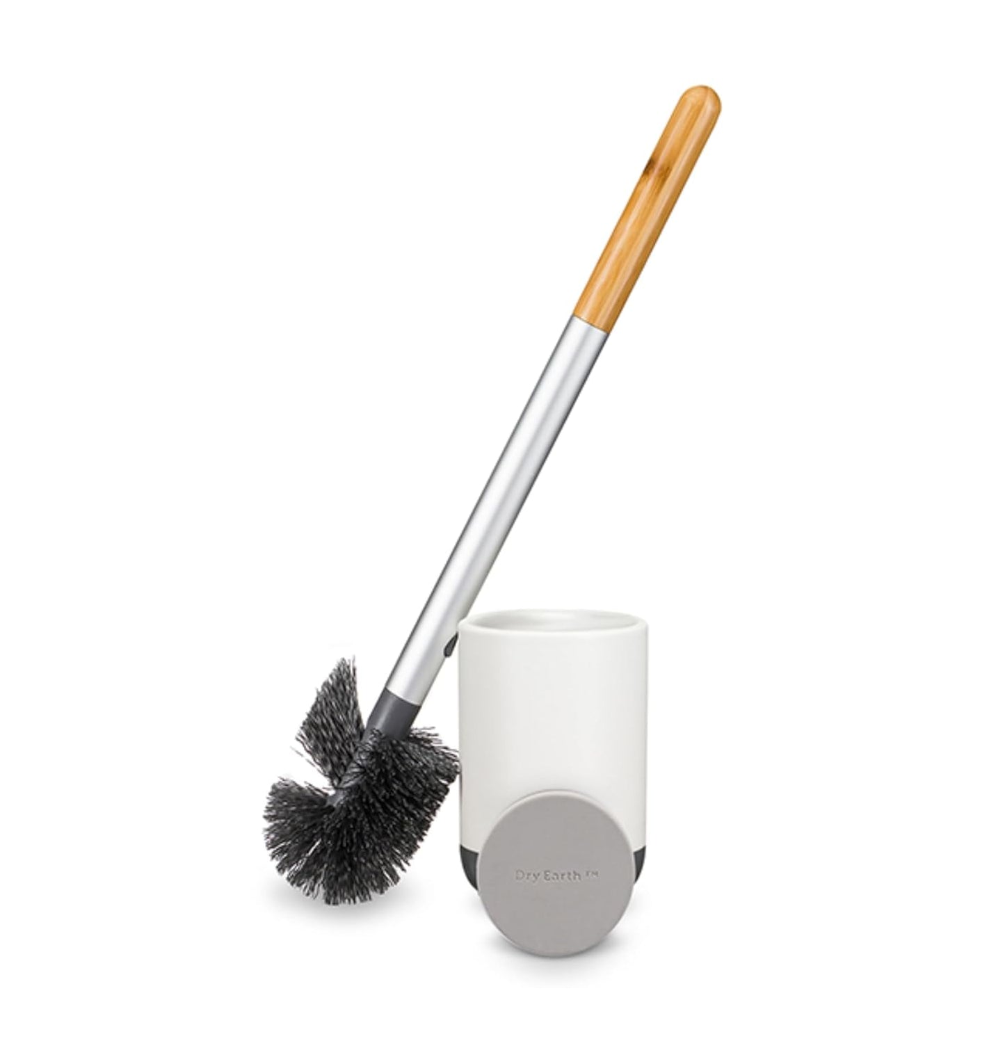Full Circle Scrub Queen, Bathroom Toilet Brush with Ceramic Holder and Instant-Dry Coating for Mold & Mildew Prevention, More Hygenic Toilet Cleaning Scrubber, Replaceable Head, White