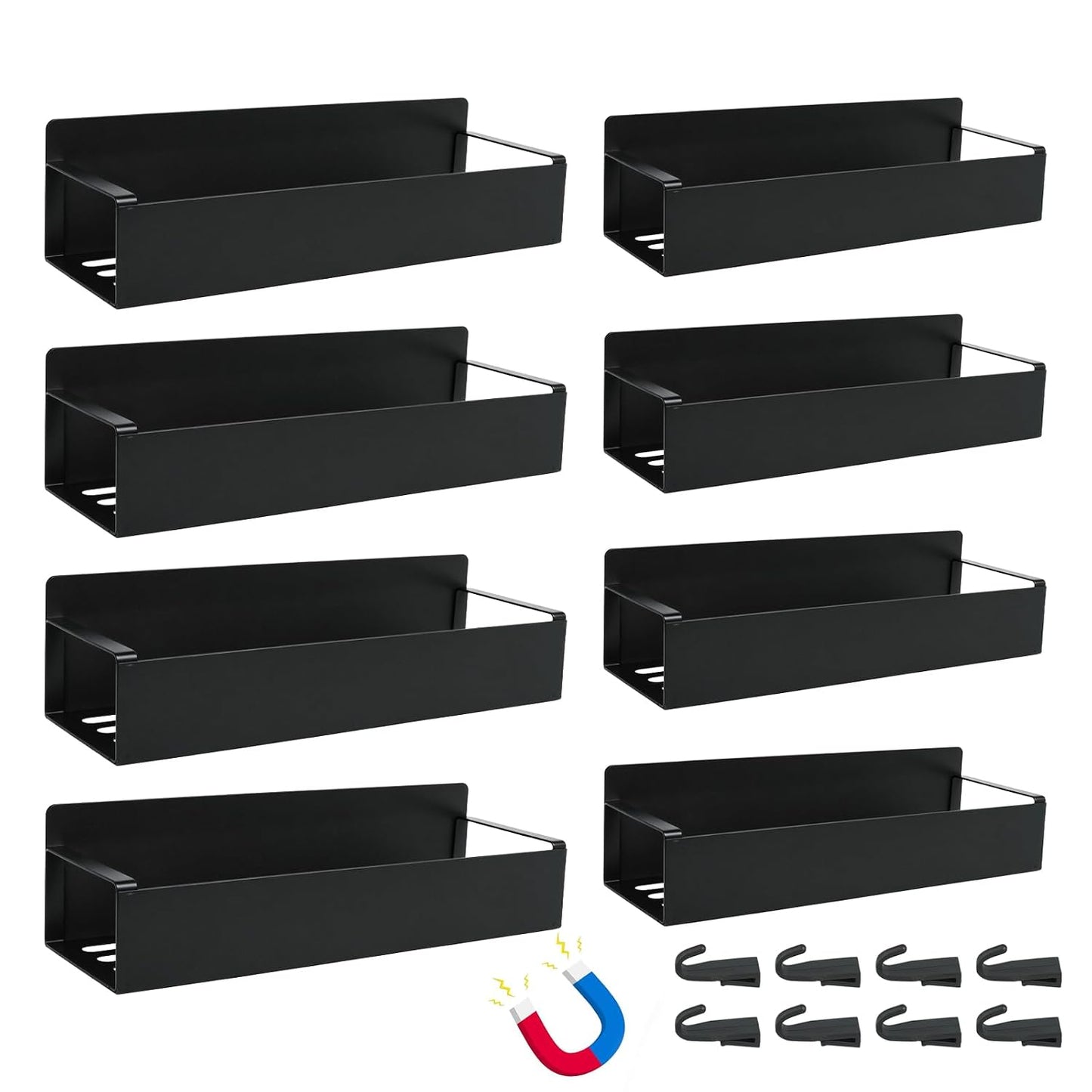 8 Pcs Magnetic Spray Can Holder Wall Mounted Magnet Toolbox Rack Spray Bottle Organizer Tool Box Storage Rack Mechanic Paint Can Holder for Home Garage Workspace (Black)