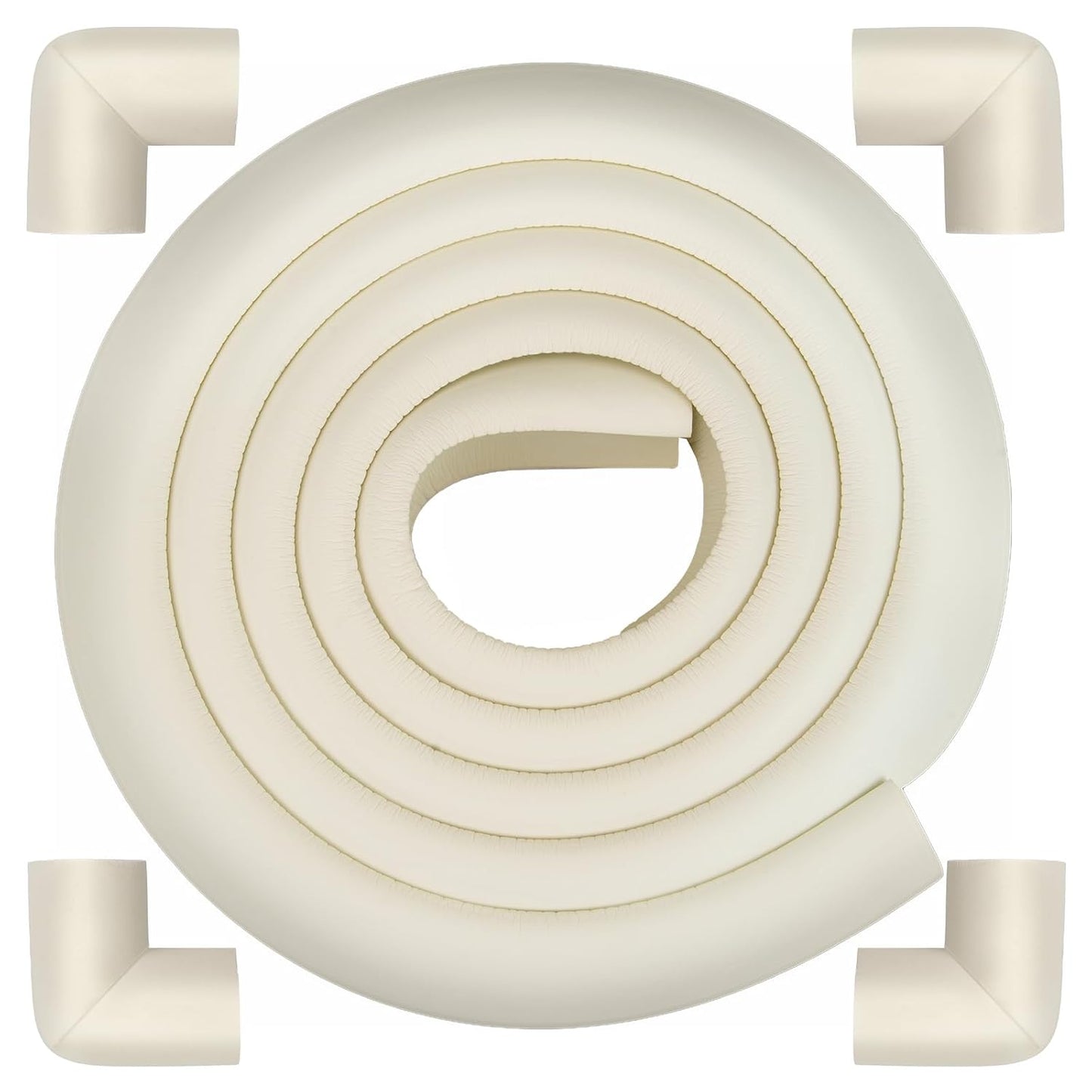 Corner Protector Baby, Baby Proofing Edge Corner Protector, Soft Foam White | Waterproof Foam Cushion with Adhesive Tape ,Corner Protector for Fireplace, Table, Stair, Cabinet (6.6ft Edge + 4 Corners)