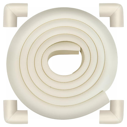 Corner Protector Baby, Baby Proofing Edge Corner Protector, Soft Foam White | Waterproof Foam Cushion with Adhesive Tape ,Corner Protector for Fireplace, Table, Stair, Cabinet (6.6ft Edge + 4 Corners)